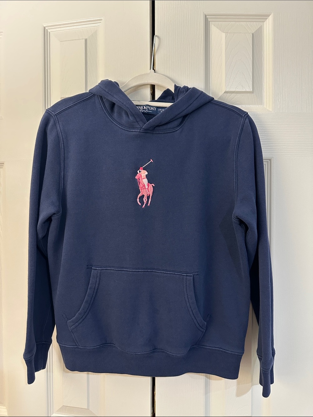 Ralph Lauren Navy Hoodie with Pink Polo Pony